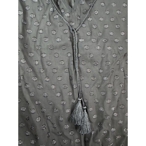 NY & Co Womens Sleeveless Sheer Top M Black Glitter Polka Dot Whimsigoth Fairy - Picture 5 of 14